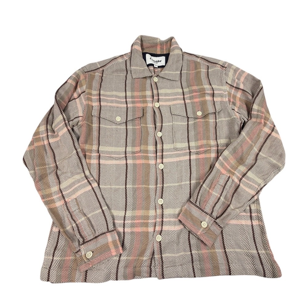 Corridor New York Cactus Flower Acid Plaid Mens CPO Shirt Flannel Size M
